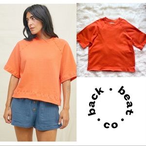 New! BACK BEAT Co. Jane Oversized Organic Cotton Sweatshirt Top in Blood Orange
